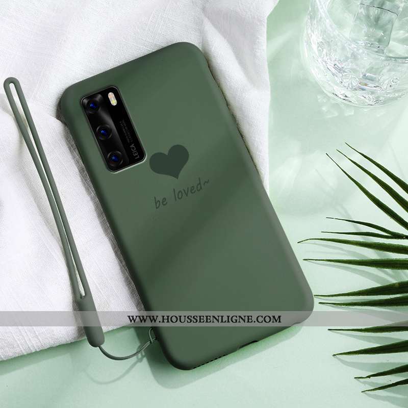 Housse Huawei P40 Fluide Doux Silicone Rose Protection Légère Net Rouge Créatif