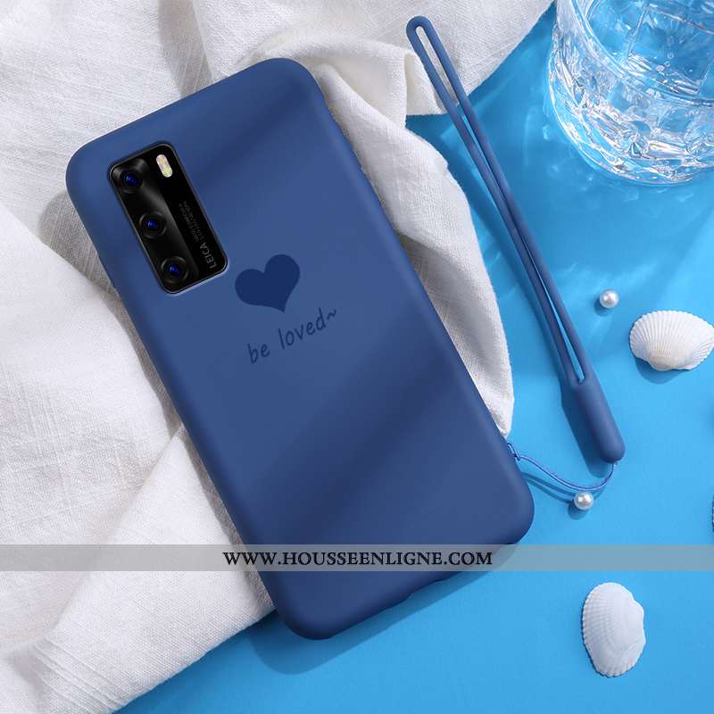 Housse Huawei P40 Fluide Doux Silicone Rose Protection Légère Net Rouge Créatif