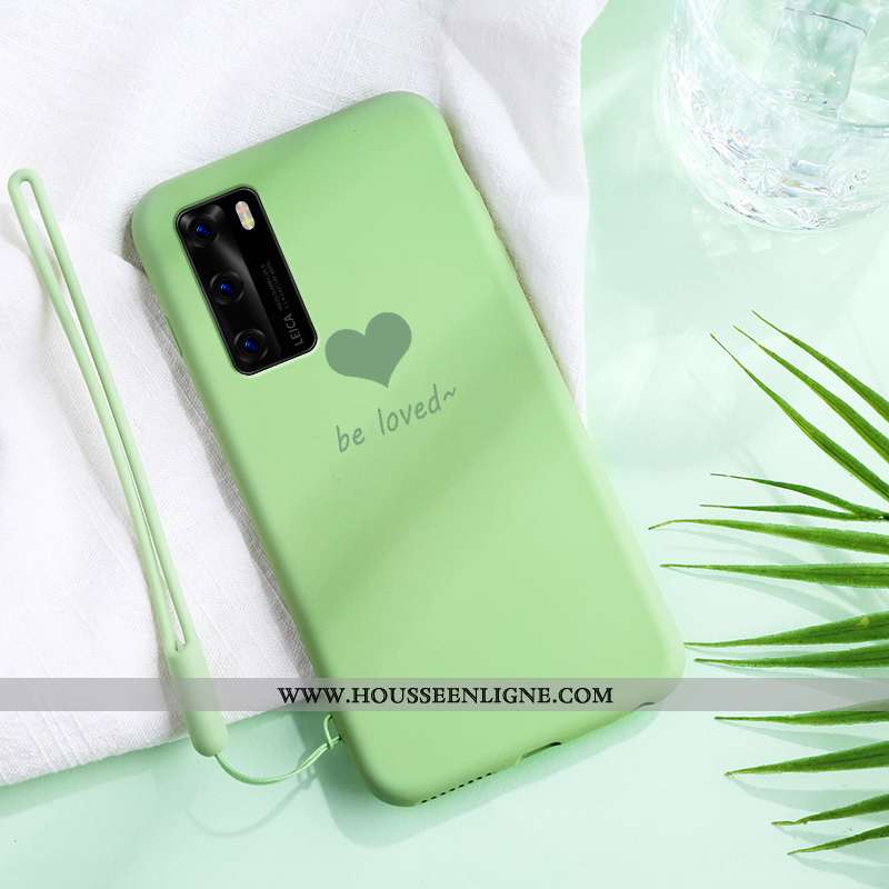 Housse Huawei P40 Fluide Doux Silicone Rose Protection Légère Net Rouge Créatif