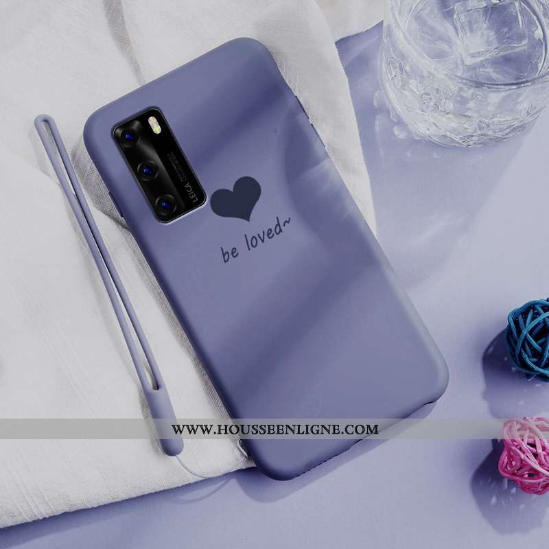 Housse Huawei P40 Fluide Doux Silicone Rose Protection Légère Net Rouge Créatif