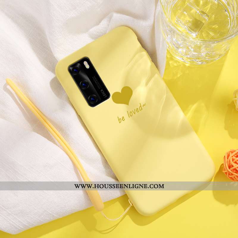 Housse Huawei P40 Fluide Doux Silicone Rose Protection Légère Net Rouge Créatif