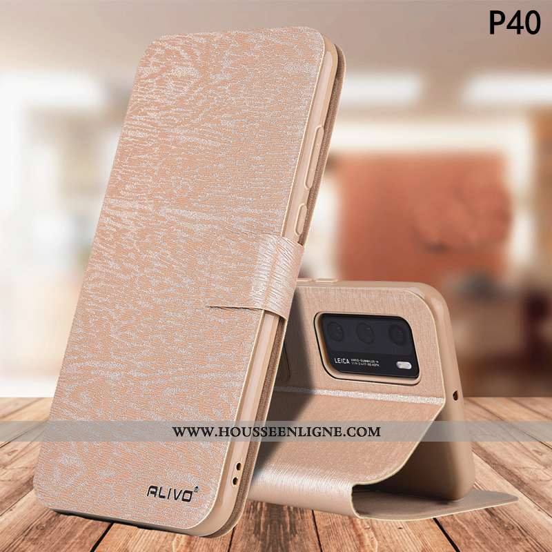 Housse Huawei P40 Fluide Doux Silicone Téléphone Portable Étui Cuir Protection Tout Compris Champagn