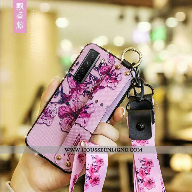 Housse Huawei P40 Lite 5g Protection Incruster Strass Cou Suspendu Téléphone Portable Cuir Rouge Étu