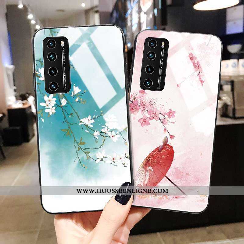 Housse Huawei P40 Lite 5g Protection Verre Bleu Tout Compris Incassable Miroir Style Chinois