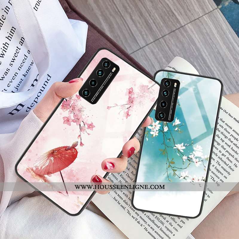 Housse Huawei P40 Lite 5g Protection Verre Bleu Tout Compris Incassable Miroir Style Chinois