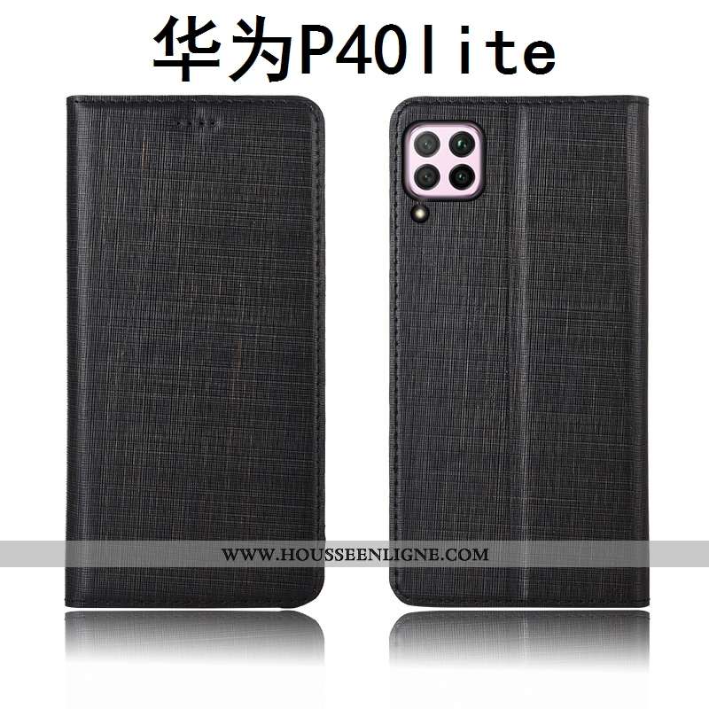 Housse Huawei P40 Lite Cuir Fluide Doux Incassable Silicone Bleu Marin Téléphone Portable Clamshell 