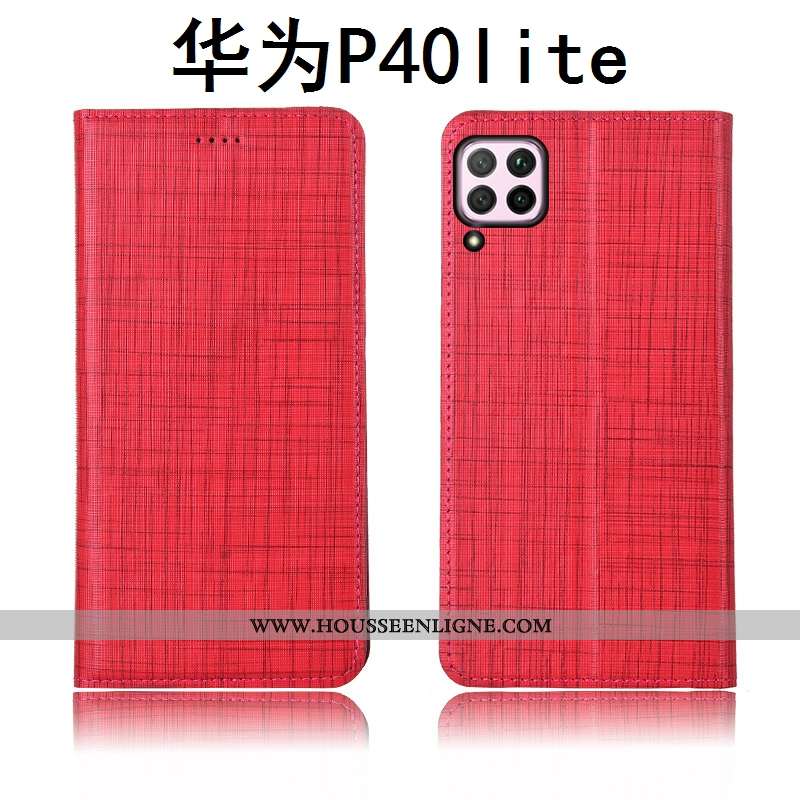 Housse Huawei P40 Lite Cuir Fluide Doux Incassable Silicone Bleu Marin Téléphone Portable Clamshell 