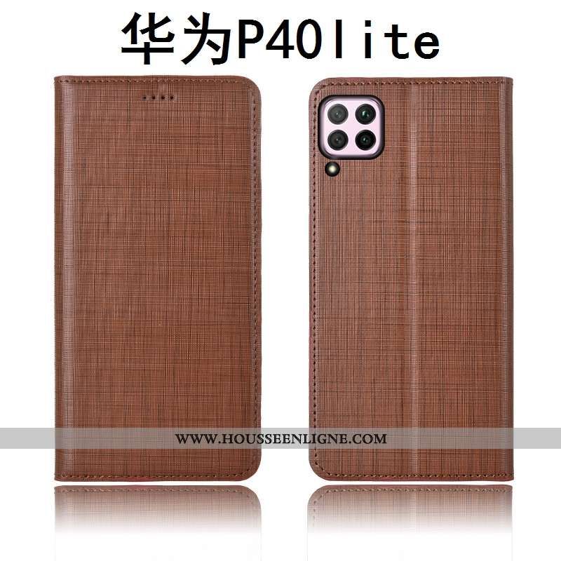 Housse Huawei P40 Lite Cuir Fluide Doux Incassable Silicone Bleu Marin Téléphone Portable Clamshell 