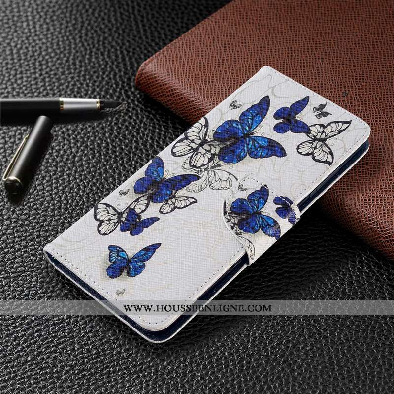 Housse Huawei P40 Lite E Cuir Protection Coque Bleu Étui Peinture