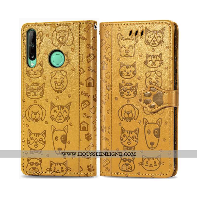 Housse Huawei P40 Lite E Cuir Protection En Relief Gaufrage Chat Couleur Unie Rose