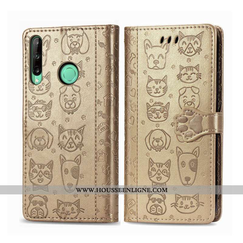 Housse Huawei P40 Lite E Cuir Protection En Relief Gaufrage Chat Couleur Unie Rose