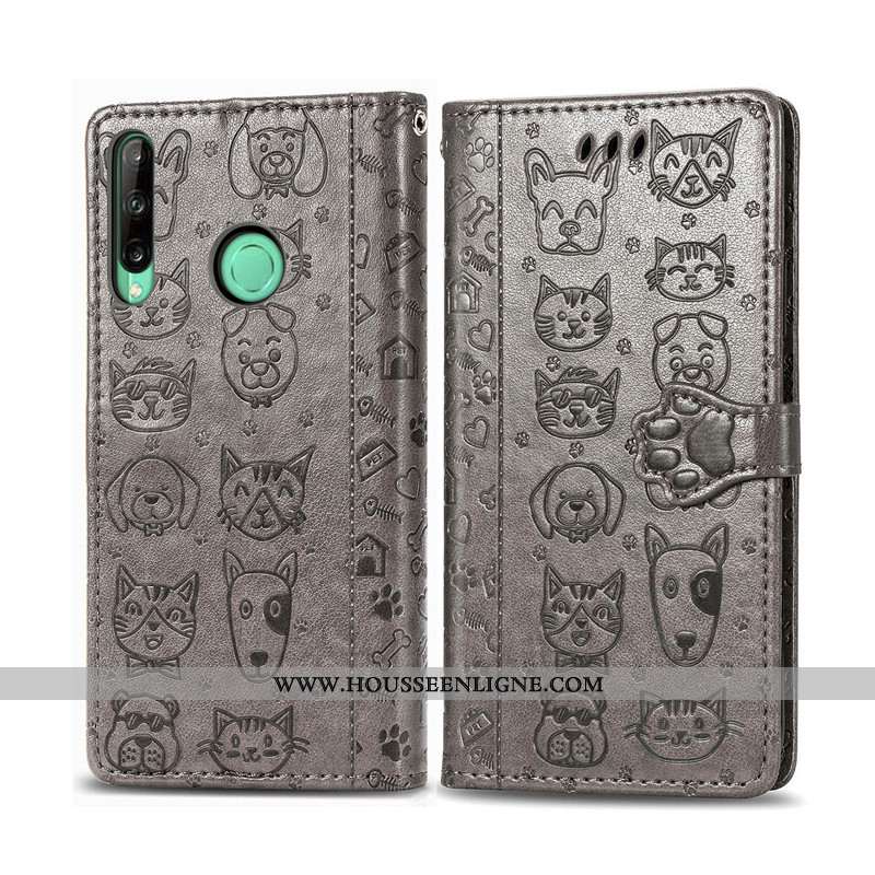 Housse Huawei P40 Lite E Cuir Protection En Relief Gaufrage Chat Couleur Unie Rose