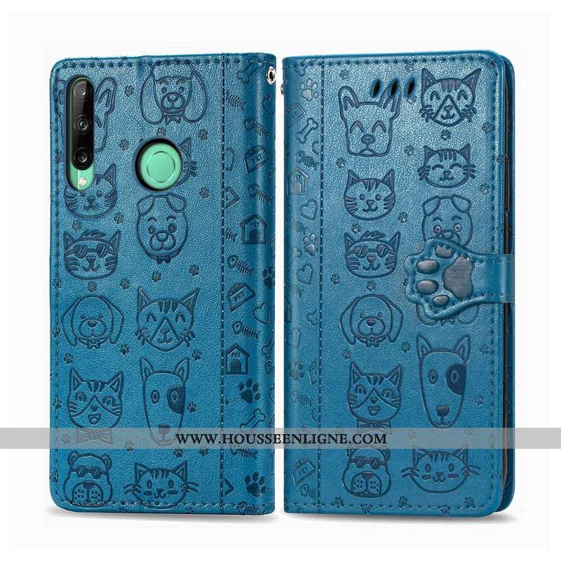 Housse Huawei P40 Lite E Cuir Protection En Relief Gaufrage Chat Couleur Unie Rose