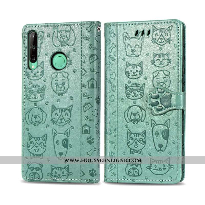 Housse Huawei P40 Lite E Cuir Protection En Relief Gaufrage Chat Couleur Unie Rose