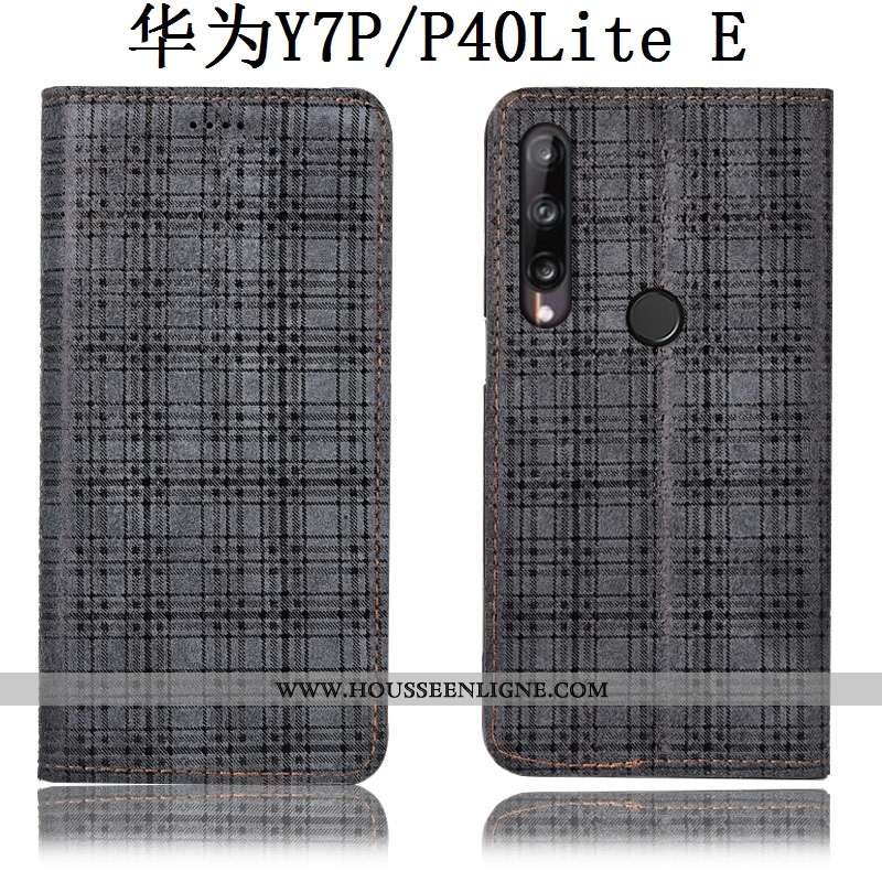 Housse Huawei P40 Lite E Modèle Fleurie Protection Étui Cuir Véritable Coque Velours Gris