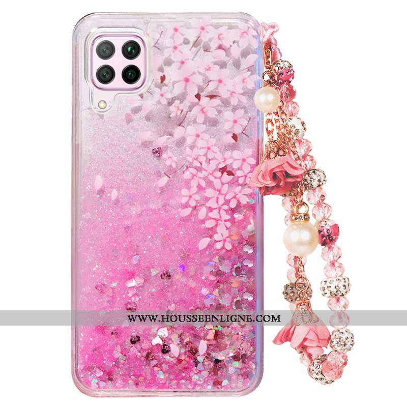 Housse Huawei P40 Lite Fluide Doux Incassable Quicksand Téléphone Portable Coque Rose Tout Compris