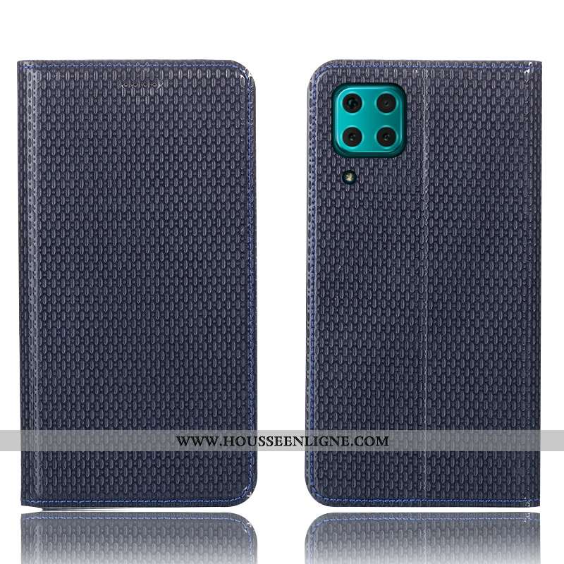 Housse Huawei P40 Lite Modèle Fleurie Protection Coque Cuir Véritable Téléphone Portable Étui Marron