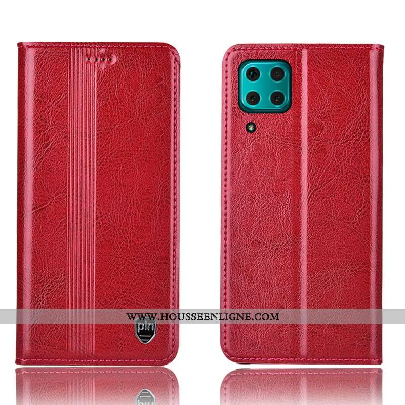 Housse Huawei P40 Lite Protection Cuir Véritable Téléphone Portable Coque Étui Marron