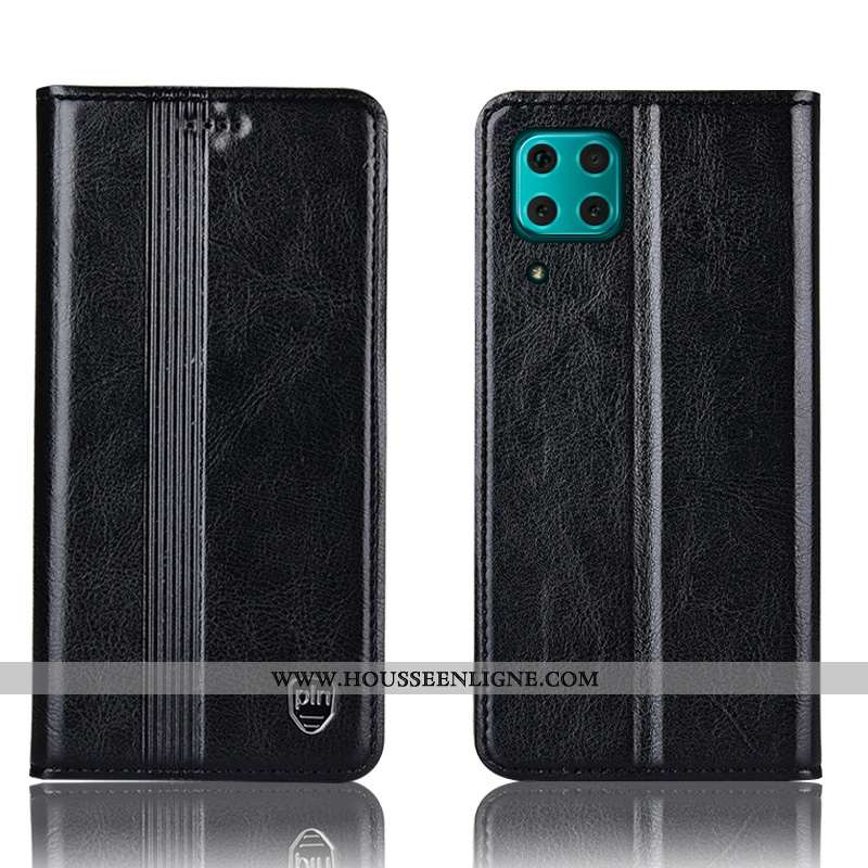 Housse Huawei P40 Lite Protection Cuir Véritable Téléphone Portable Coque Étui Marron