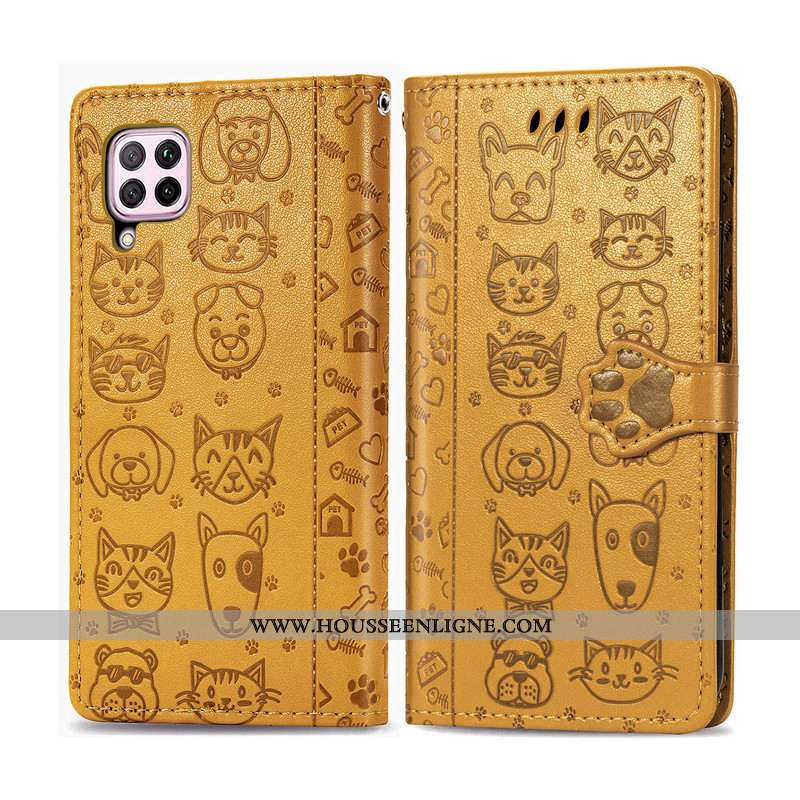Housse Huawei P40 Lite Protection Ornements Suspendus Chat Téléphone Portable Étui Charmant Violet