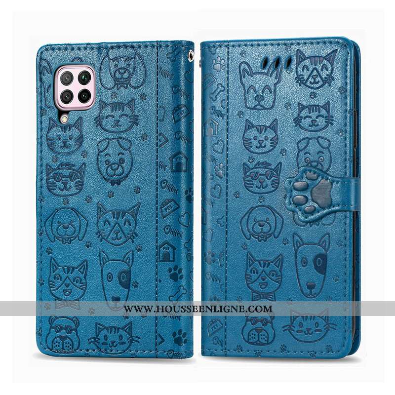 Housse Huawei P40 Lite Protection Ornements Suspendus Chat Téléphone Portable Étui Charmant Violet