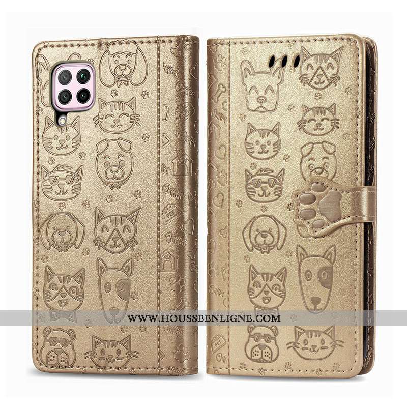 Housse Huawei P40 Lite Protection Ornements Suspendus Chat Téléphone Portable Étui Charmant Violet
