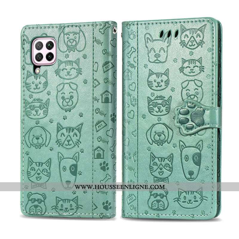 Housse Huawei P40 Lite Protection Ornements Suspendus Chat Téléphone Portable Étui Charmant Violet