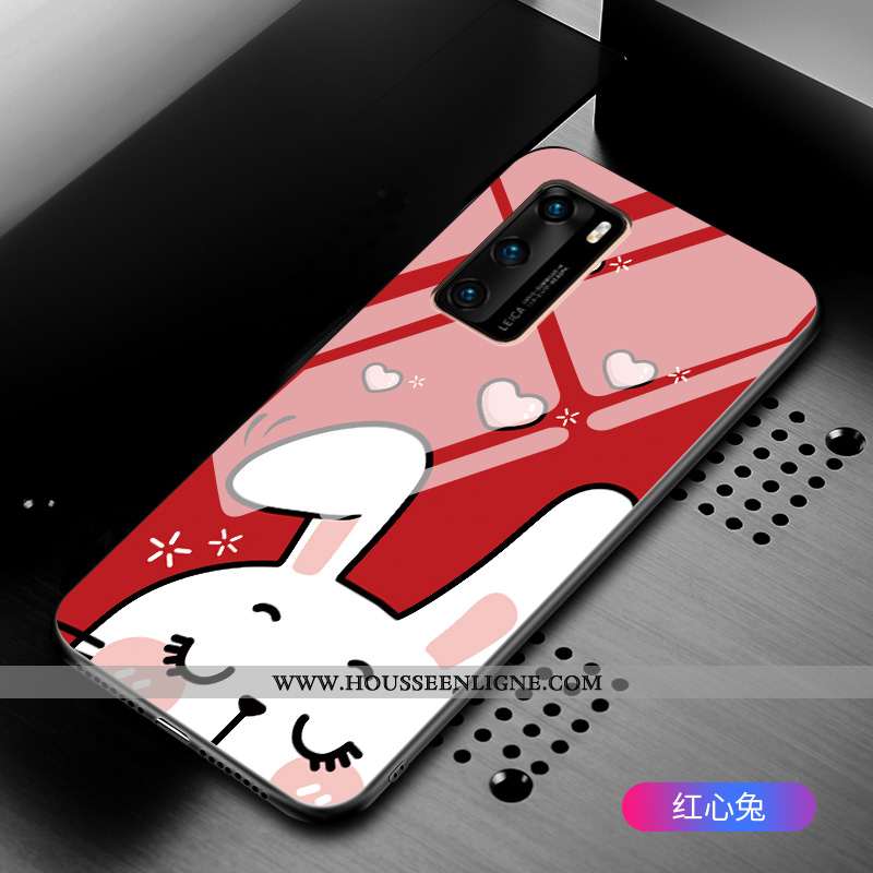 Housse Huawei P40 Personnalité Fluide Doux Étui Téléphone Portable Pivoine Verre Miroir Noir