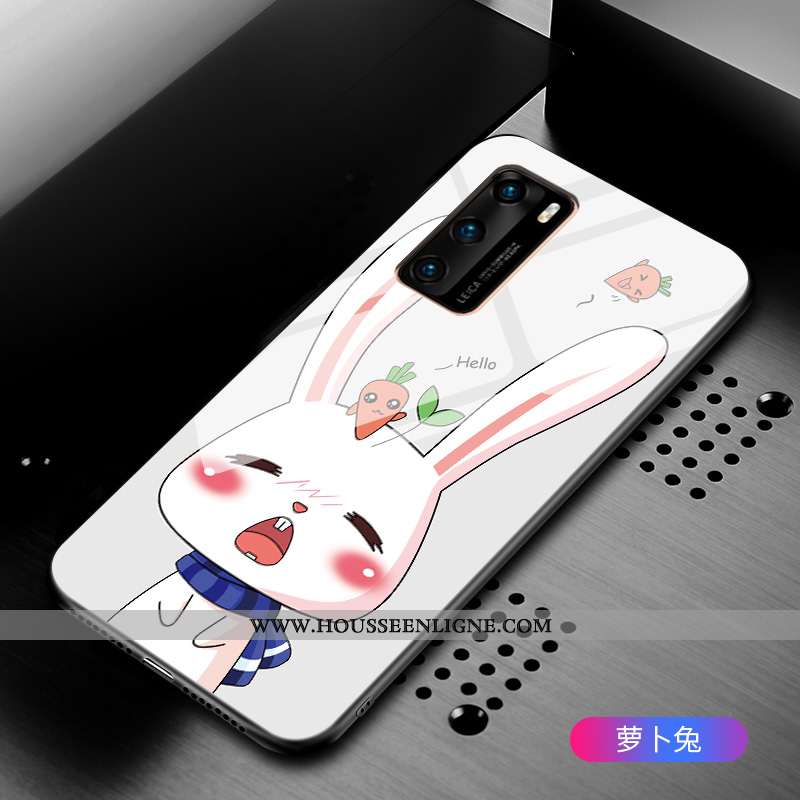 Housse Huawei P40 Personnalité Fluide Doux Étui Téléphone Portable Pivoine Verre Miroir Noir