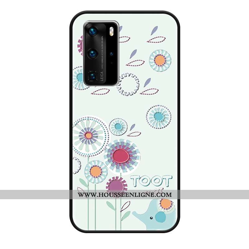 Housse Huawei P40 Pro Charmant Silicone Protection Dessin Animé Coque Étui Pissenlit Verte