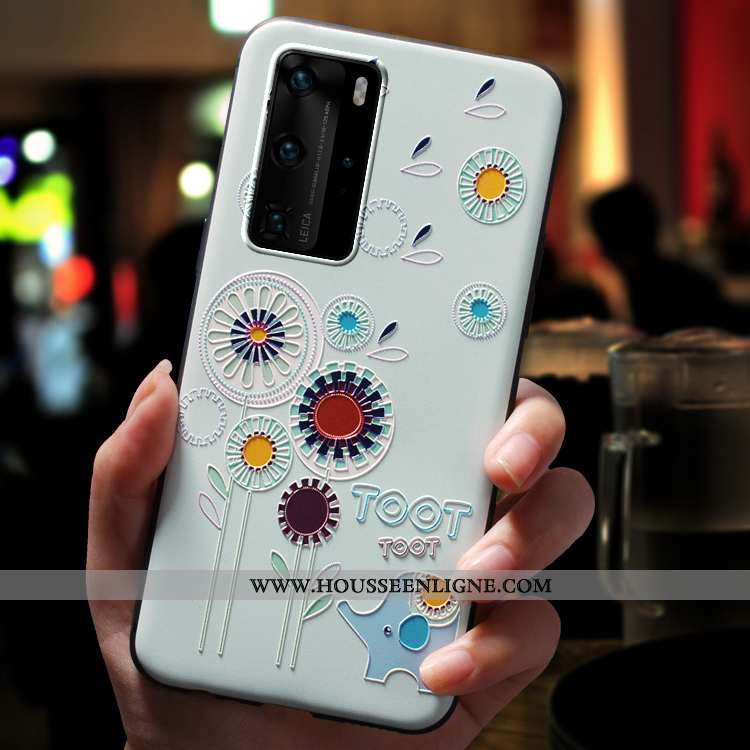 Housse Huawei P40 Pro Délavé En Daim Personnalité Ultra Tout Compris Silicone Incassable Vent Verte