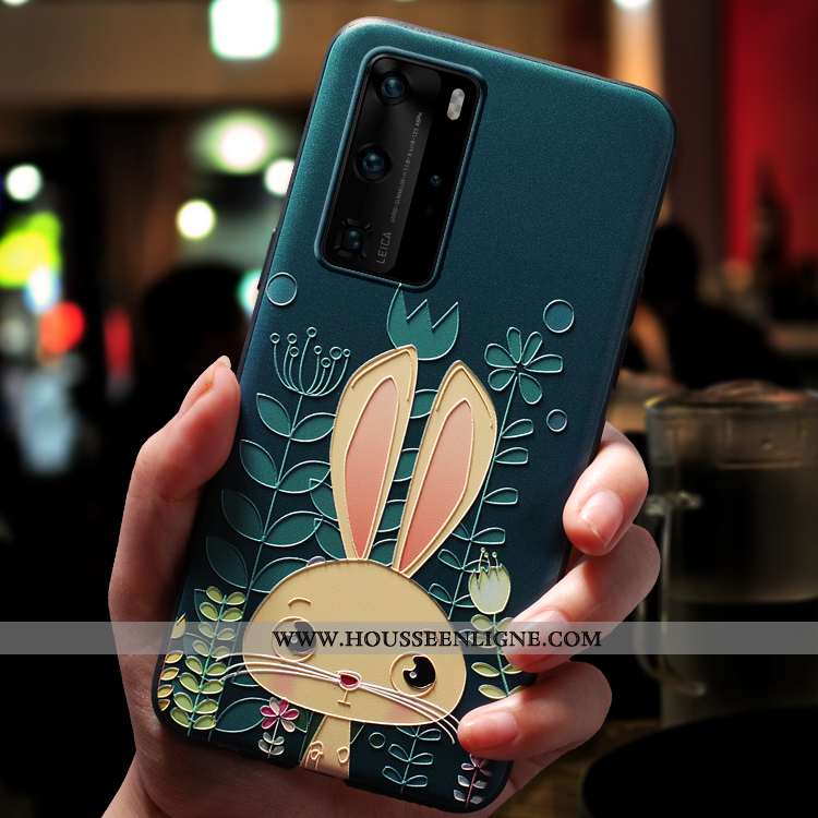 Housse Huawei P40 Pro Délavé En Daim Personnalité Ultra Tout Compris Silicone Incassable Vent Verte