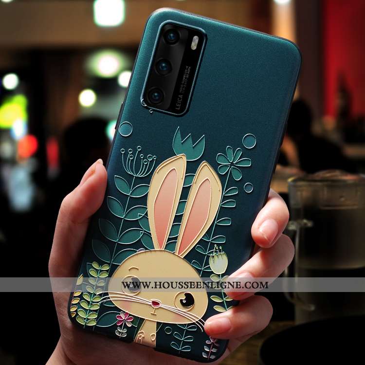 Housse Huawei P40 Pro Délavé En Daim Personnalité Ultra Tout Compris Silicone Incassable Vent Verte
