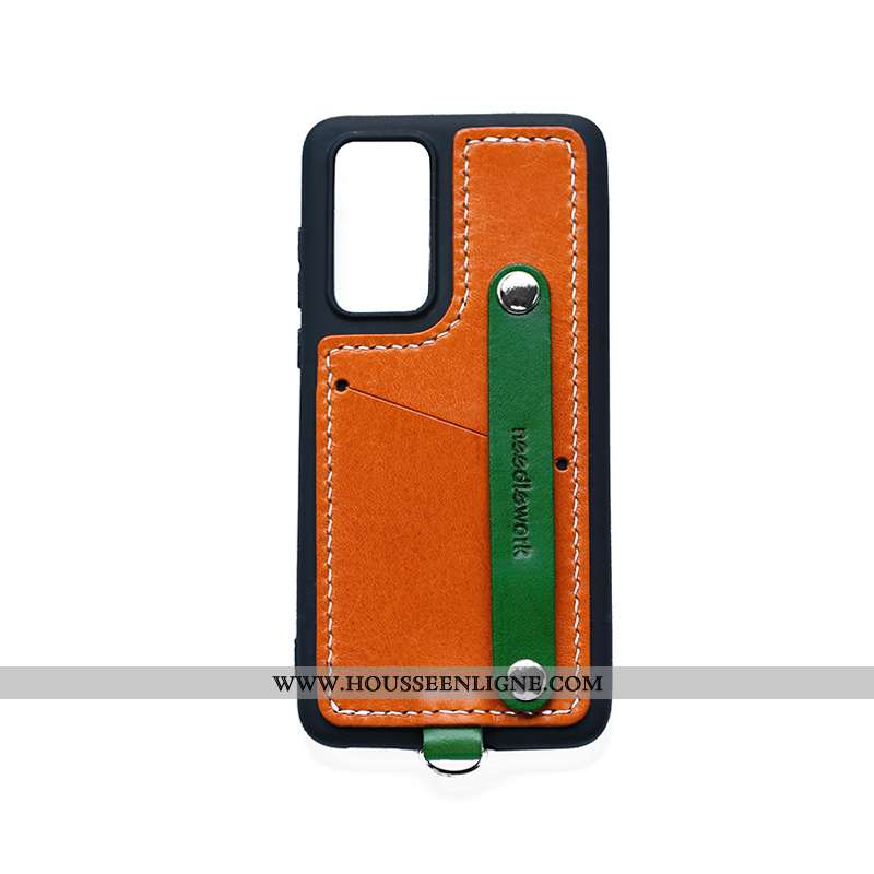 Housse Huawei P40 Pro Ornements Suspendus Cuir Véritable Vert Téléphone Portable Tout Compris Coque 
