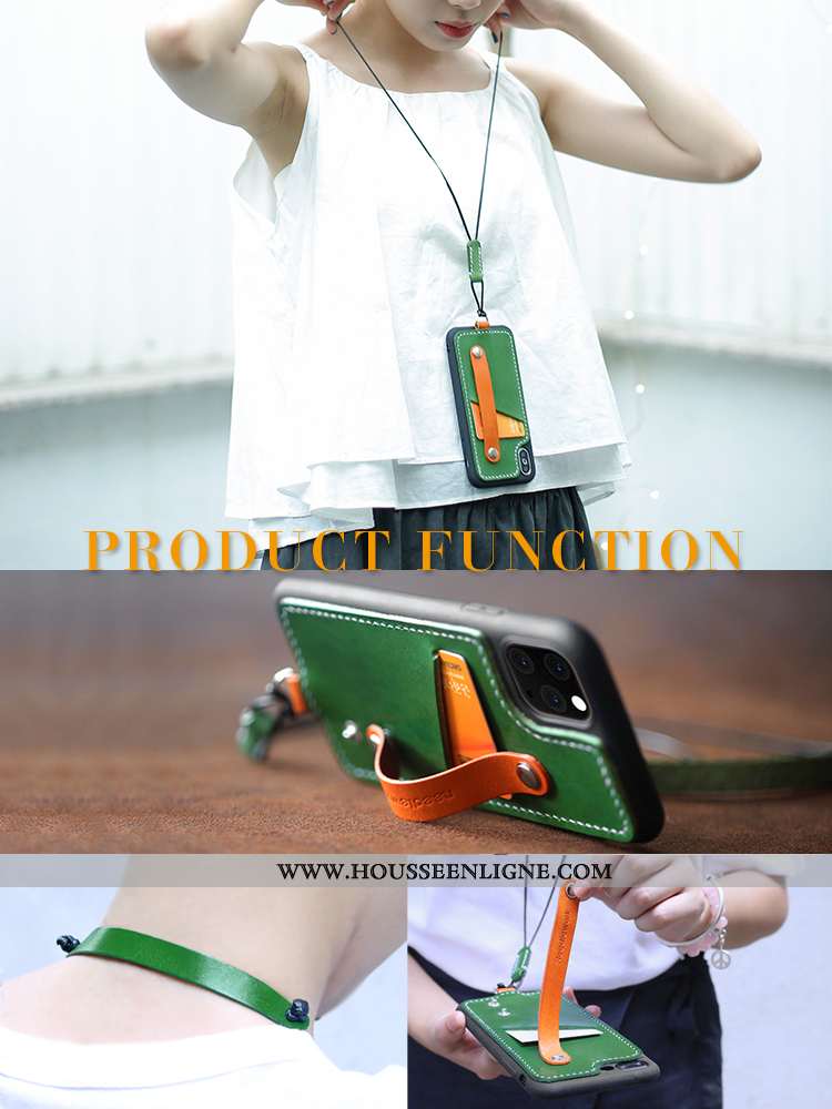 Housse Huawei P40 Pro Ornements Suspendus Cuir Véritable Vert Téléphone Portable Tout Compris Coque 
