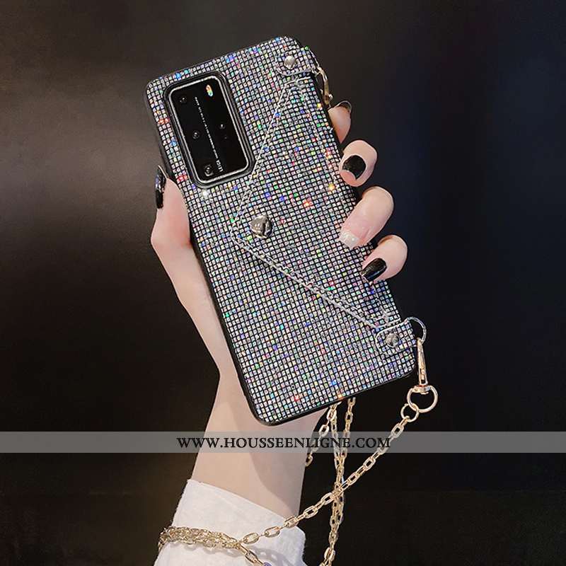 Housse Huawei P40 Pro Ornements Suspendus Luxe Carte Téléphone Portable Noir Coque