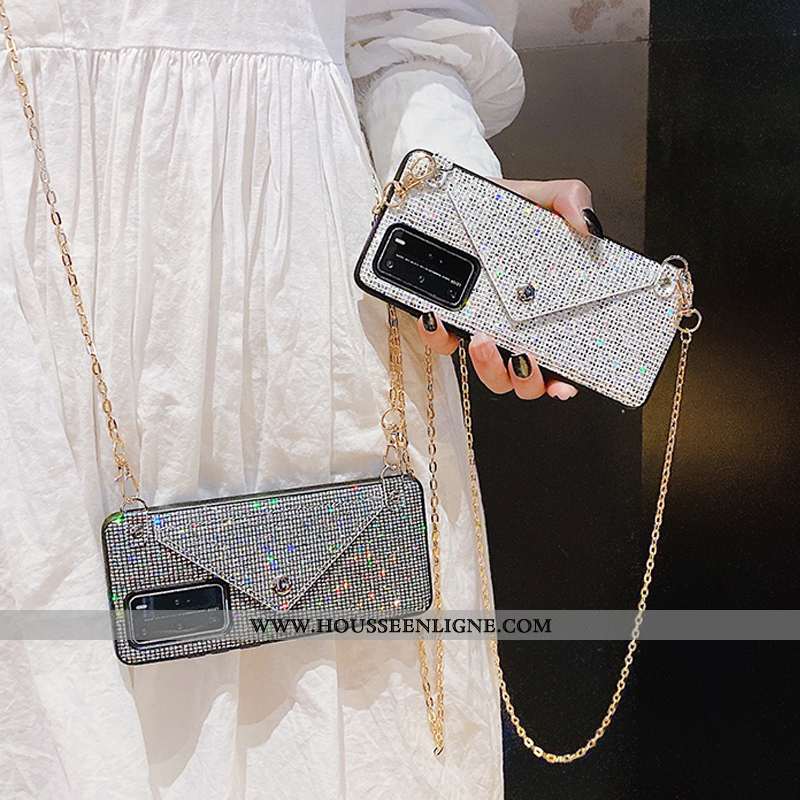 Housse Huawei P40 Pro Ornements Suspendus Luxe Carte Téléphone Portable Noir Coque
