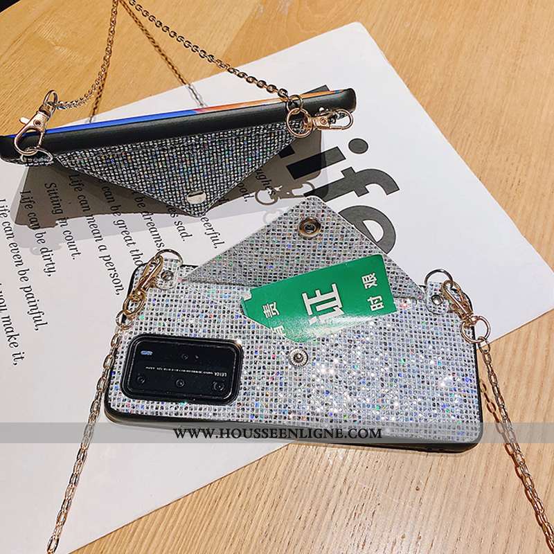 Housse Huawei P40 Pro Ornements Suspendus Luxe Carte Téléphone Portable Noir Coque