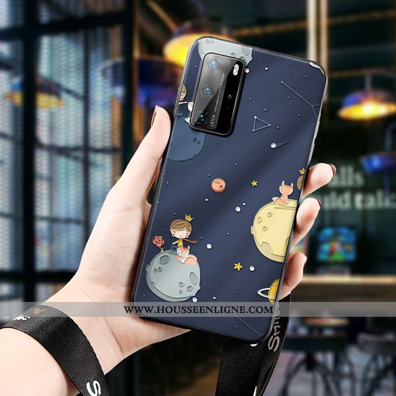 Housse Huawei P40 Pro Personnalité Créatif Téléphone Portable Incassable Gaufrage Étui Protection Bl