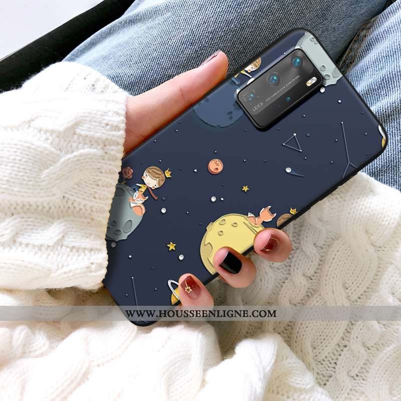 Housse Huawei P40 Pro Personnalité Créatif Téléphone Portable Incassable Gaufrage Étui Protection Bl