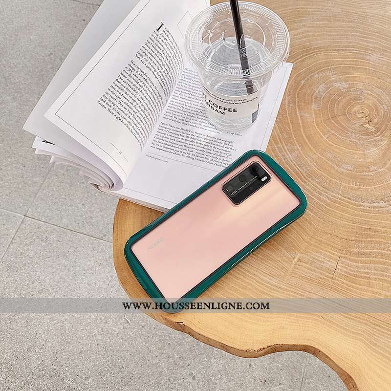Housse Huawei P40 Pro Silicone Transparent Légère Rouge Étui Incassable Petit
