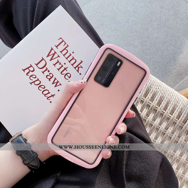 Housse Huawei P40 Pro Silicone Transparent Légère Rouge Étui Incassable Petit