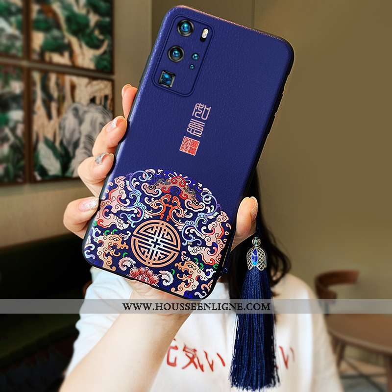 Housse Huawei P40 Pro Tendance Légère Net Rouge Protection Étui Coque Style Chinois