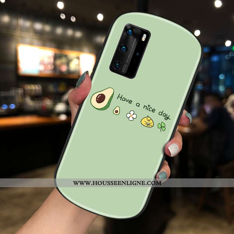Housse Huawei P40 Pro Tendance Verre Personnalité Coque Bovins Rond Créatif Verte