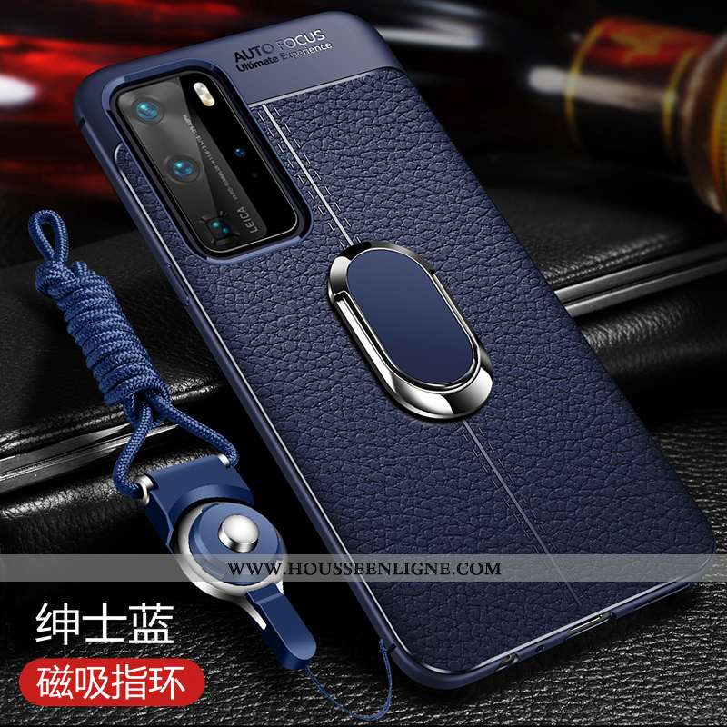 Housse Huawei P40 Protection Ornements Suspendus Business Étui Fluide Doux Bleu Téléphone Portable