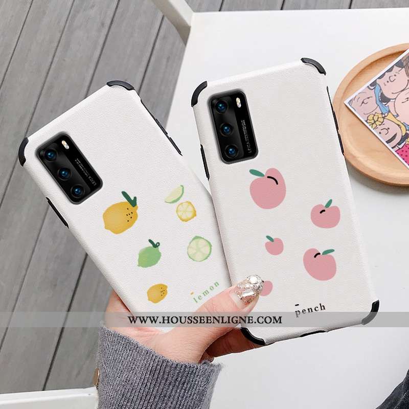 Housse Huawei P40 Protection Personnalité Modèle Fleurie Coque Dessin Animé Net Rouge Blanc Blanche