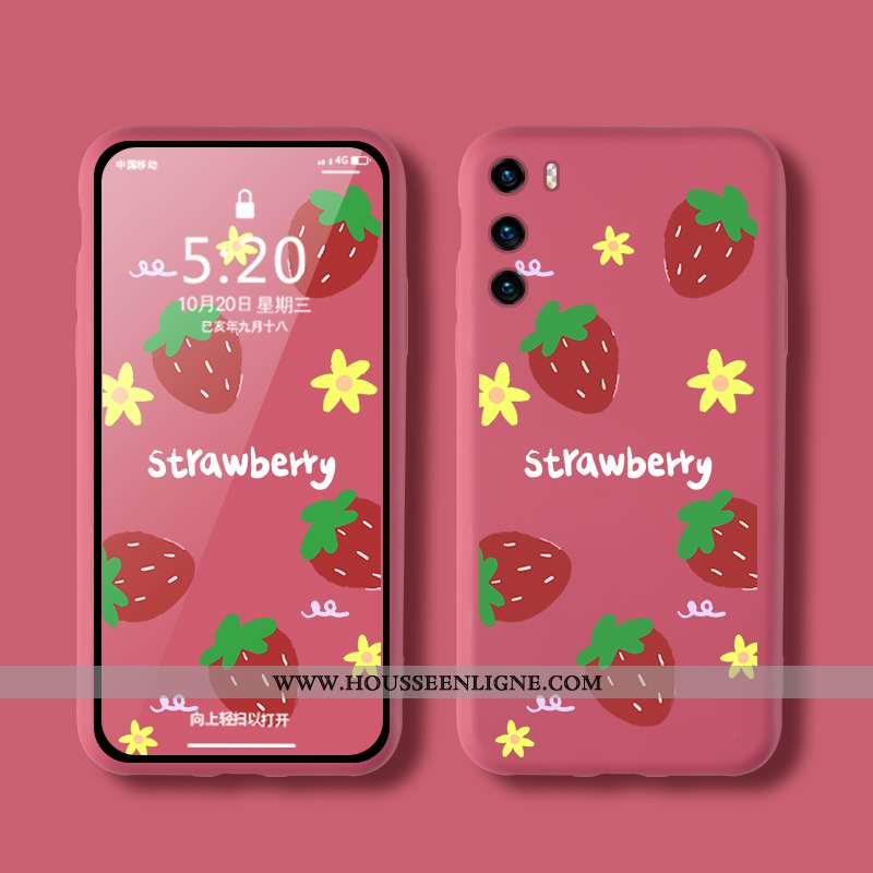 Housse Huawei P40 Silicone Mode Rouge Téléphone Portable Coque Tendance Créatif