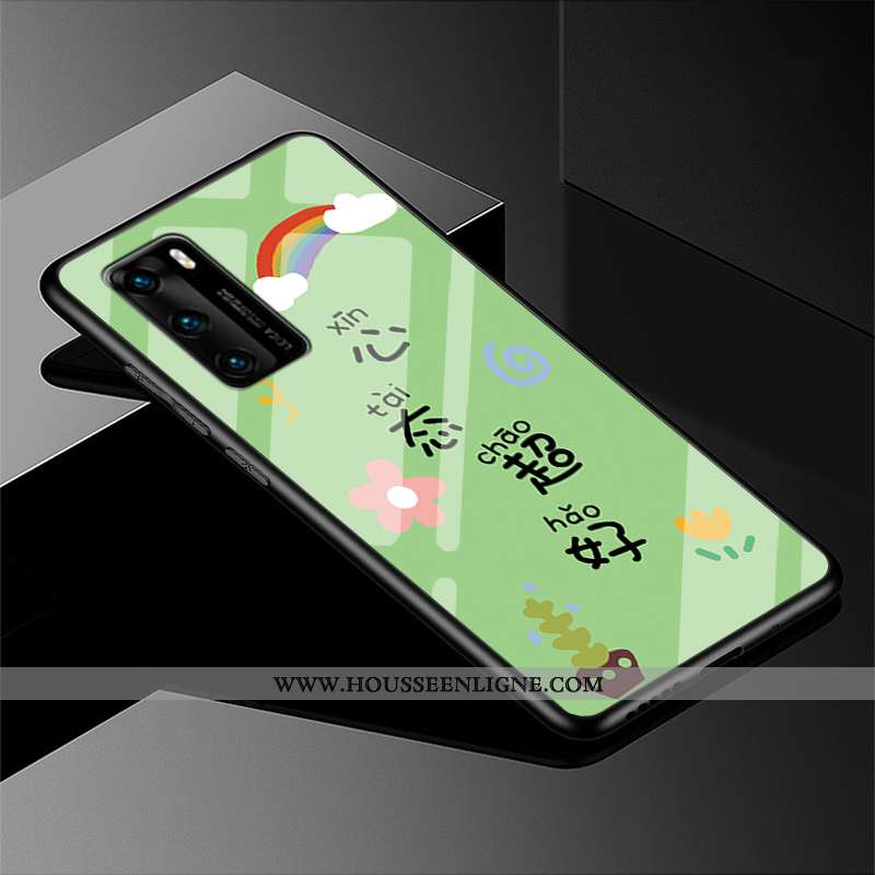 Housse Huawei P40 Verre Créatif Étui Simple Incassable Tout Compris Nouveau Verte