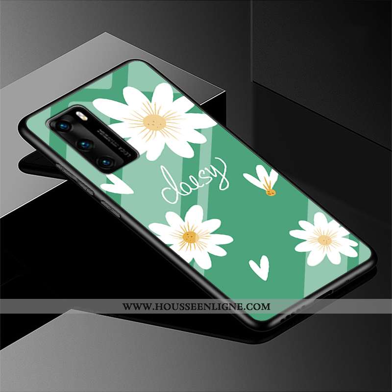 Housse Huawei P40 Verre Créatif Étui Simple Incassable Tout Compris Nouveau Verte