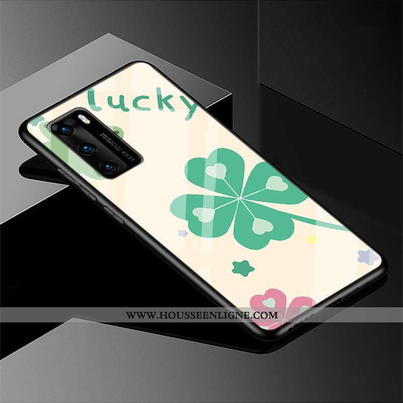 Housse Huawei P40 Verre Créatif Étui Simple Incassable Tout Compris Nouveau Verte